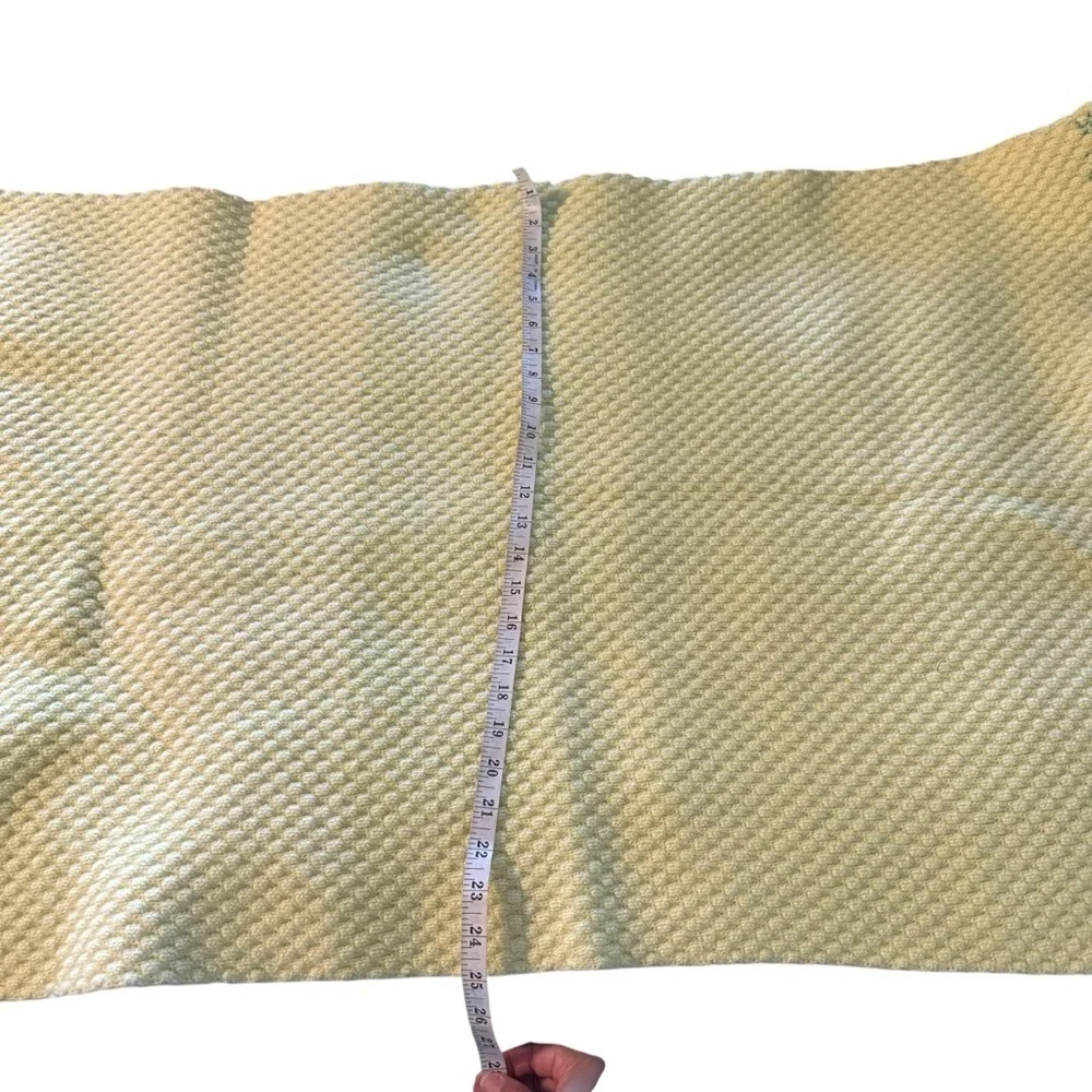 Handmade Vintage Cozy Waffle Knit Throw Blanket - Yellow